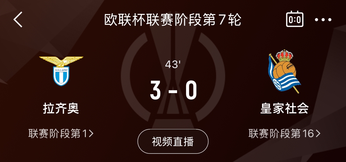 強(qiáng)！拉齊奧34分鐘3-0領(lǐng)先皇家社會(huì)，取勝即可提前晉級(jí)歐聯(lián)16強(qiáng)